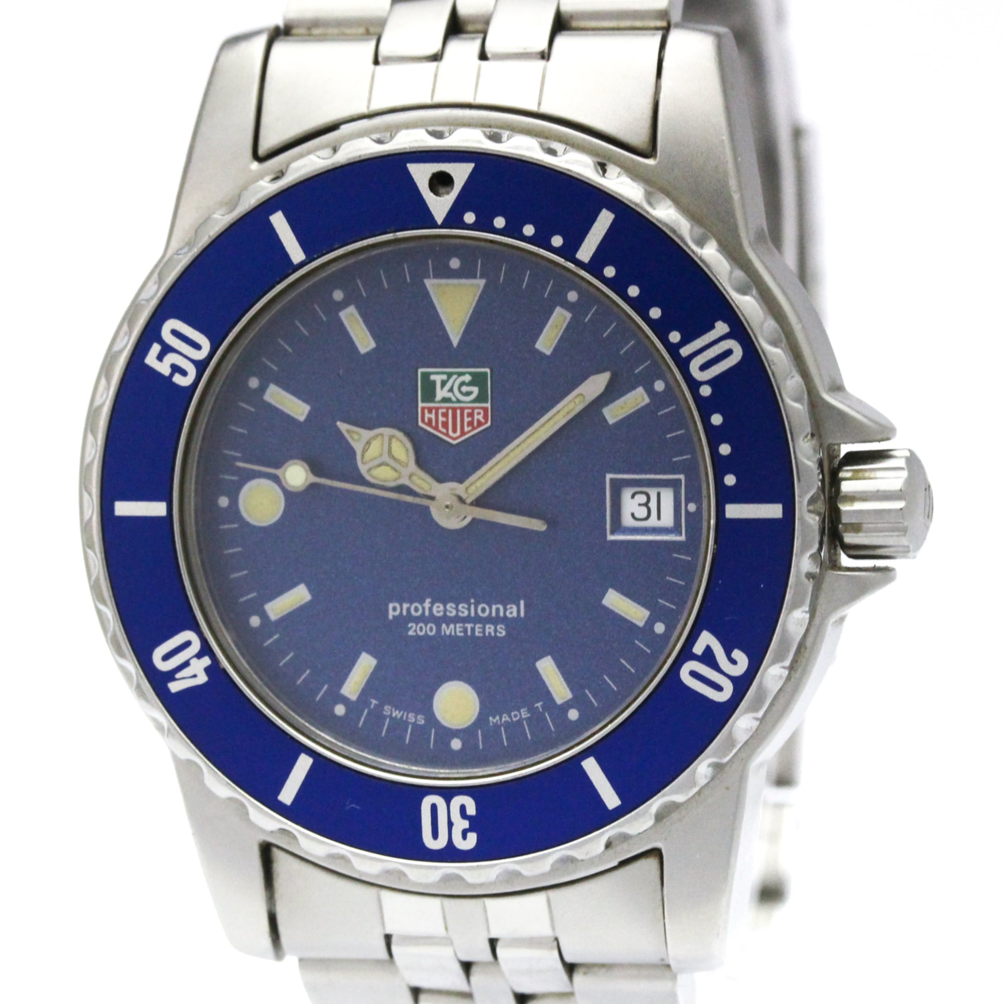 TAG HEUER Professional Stainless Steel Quartz Mens Watch WD1214 — Good