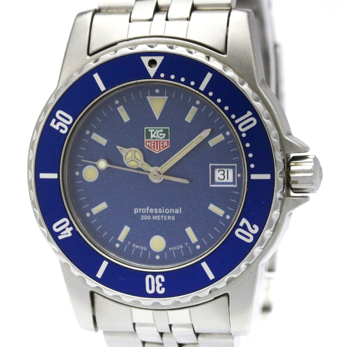 TAG HEUER Professional Stainless Steel Quartz Mens Watch WD1214 — Good