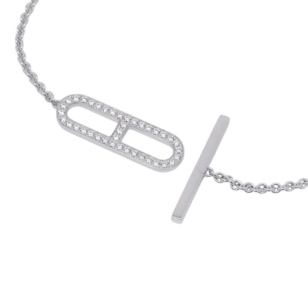Hermes Bracelet Everchaine d'Ancre Diamond 54P Total 0.37ct 18KWG White Gold Size ST HERMES Chaine — Like New