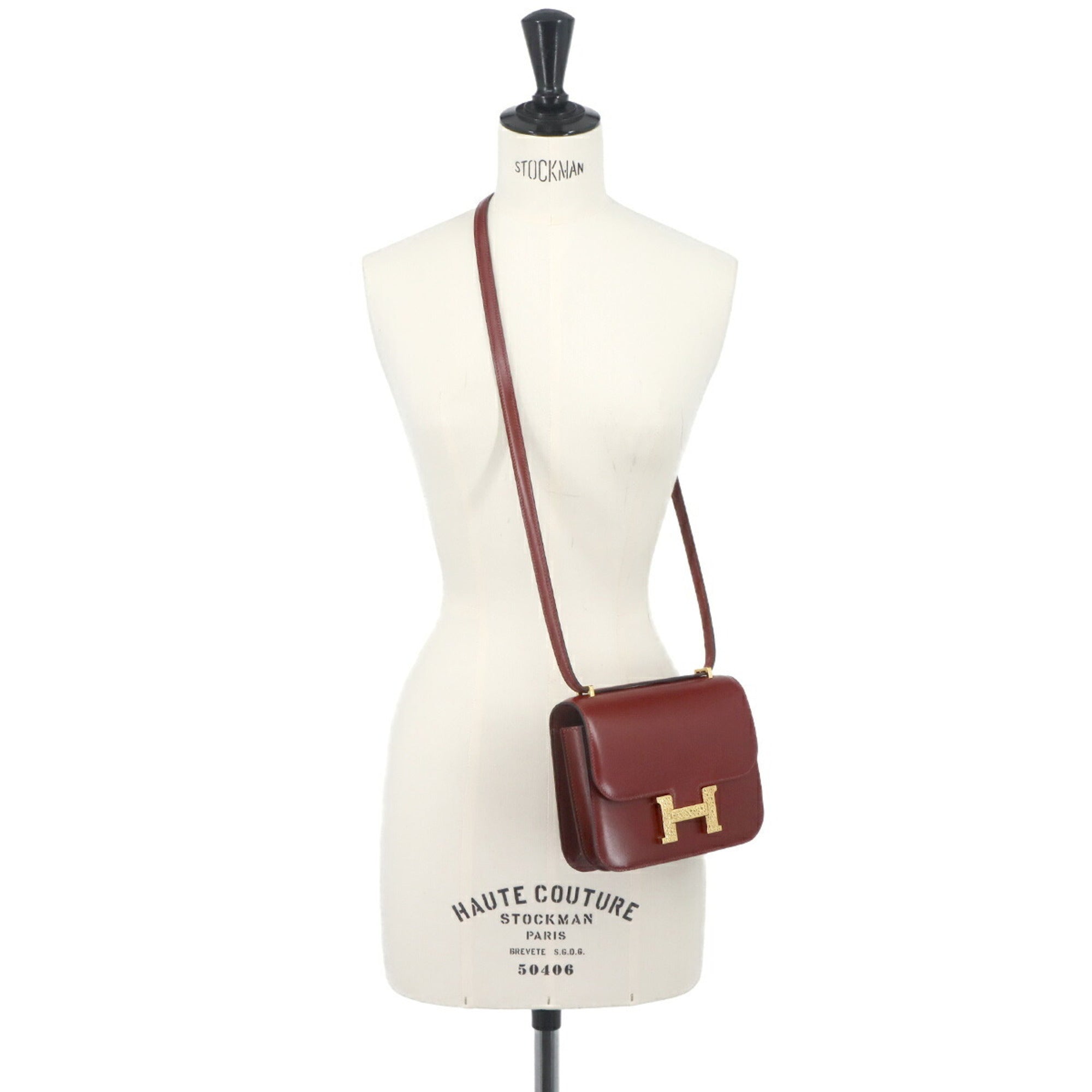 Hermes Constance 3 Mini 18 Shoulder Handbag, Box Calf Leather, Rouge H, Gold Hardware — Like New