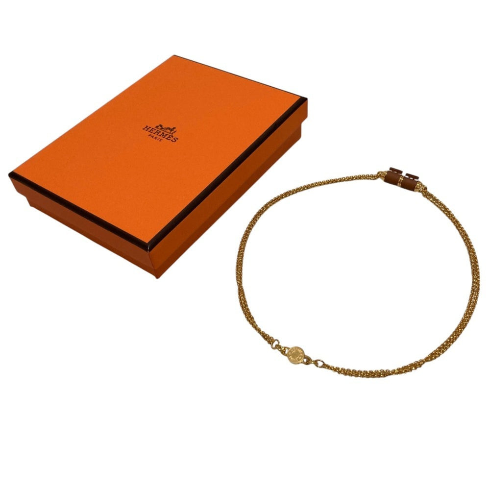 HERMES Charnière PM Necklace, Gold Color, Women's — Like New