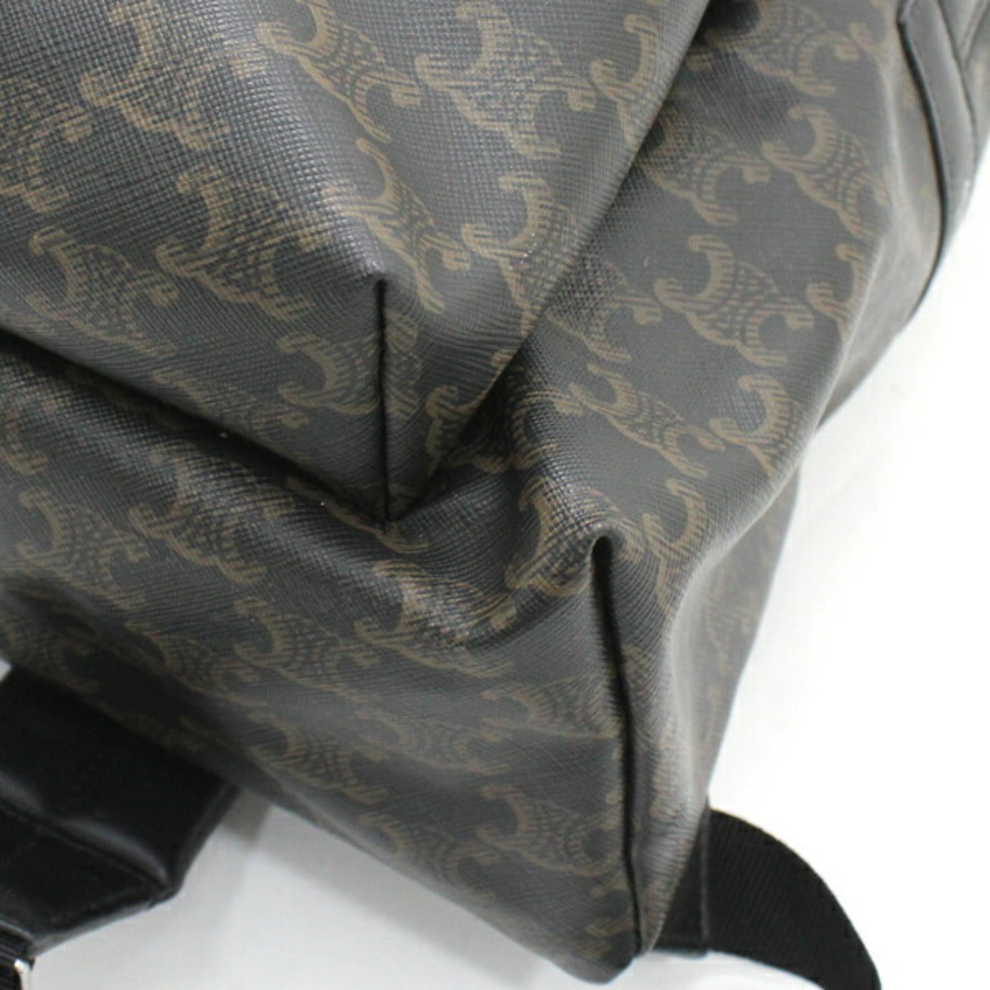 CELINE Backpack Triomphe Canvas Black Brown Rucksack Men's 188382BOV T5686 — Like New