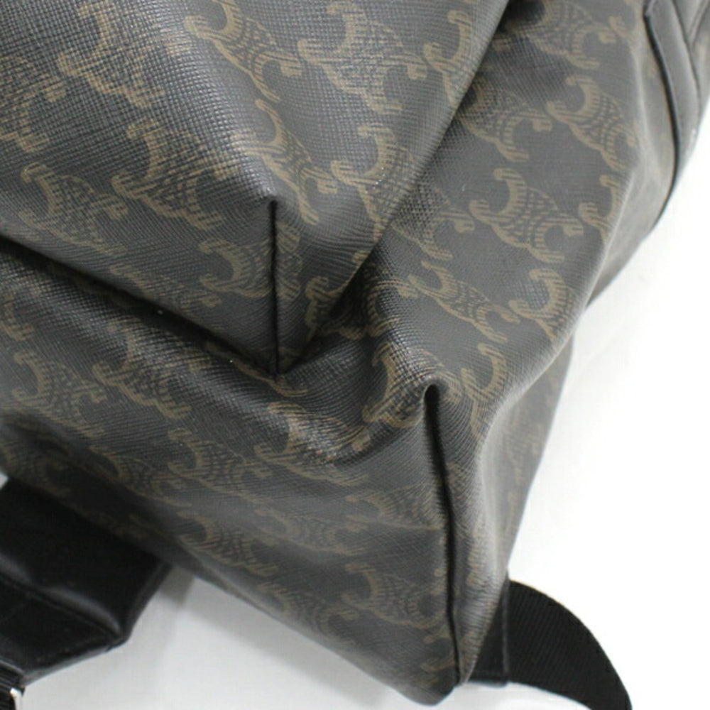 CELINE Backpack Triomphe Canvas Black Brown Rucksack Men's 188382BOV T5686 — Like New
