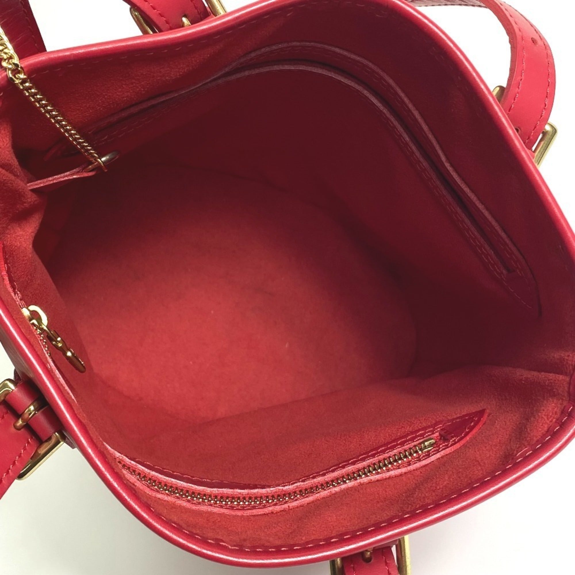 LOUIS VUITTON M5899E Epi Petite Bucket PM Bucket-Shaped Shoulder Bag in Leather, Women's, Rouge Red — Like New