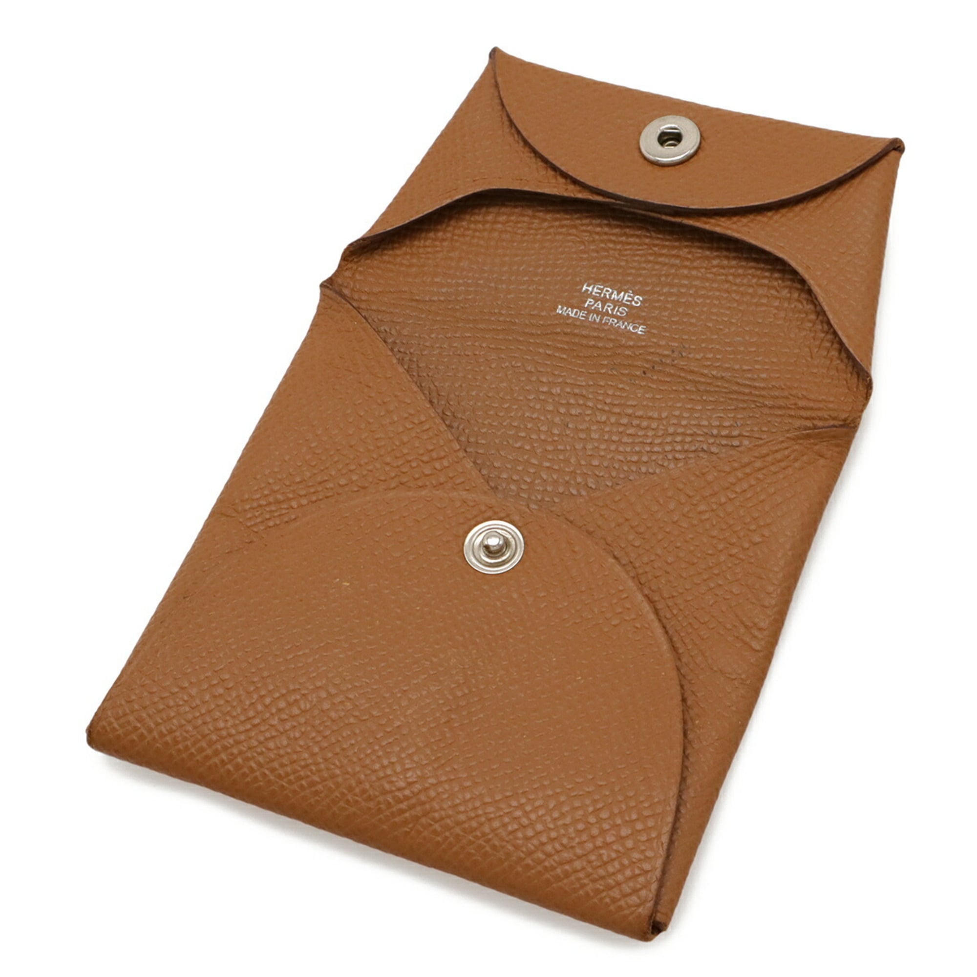 HERMES Bastia Coin Case, Wallet, Purse, Epsom Leather, Gold, Camel, □P Stamp