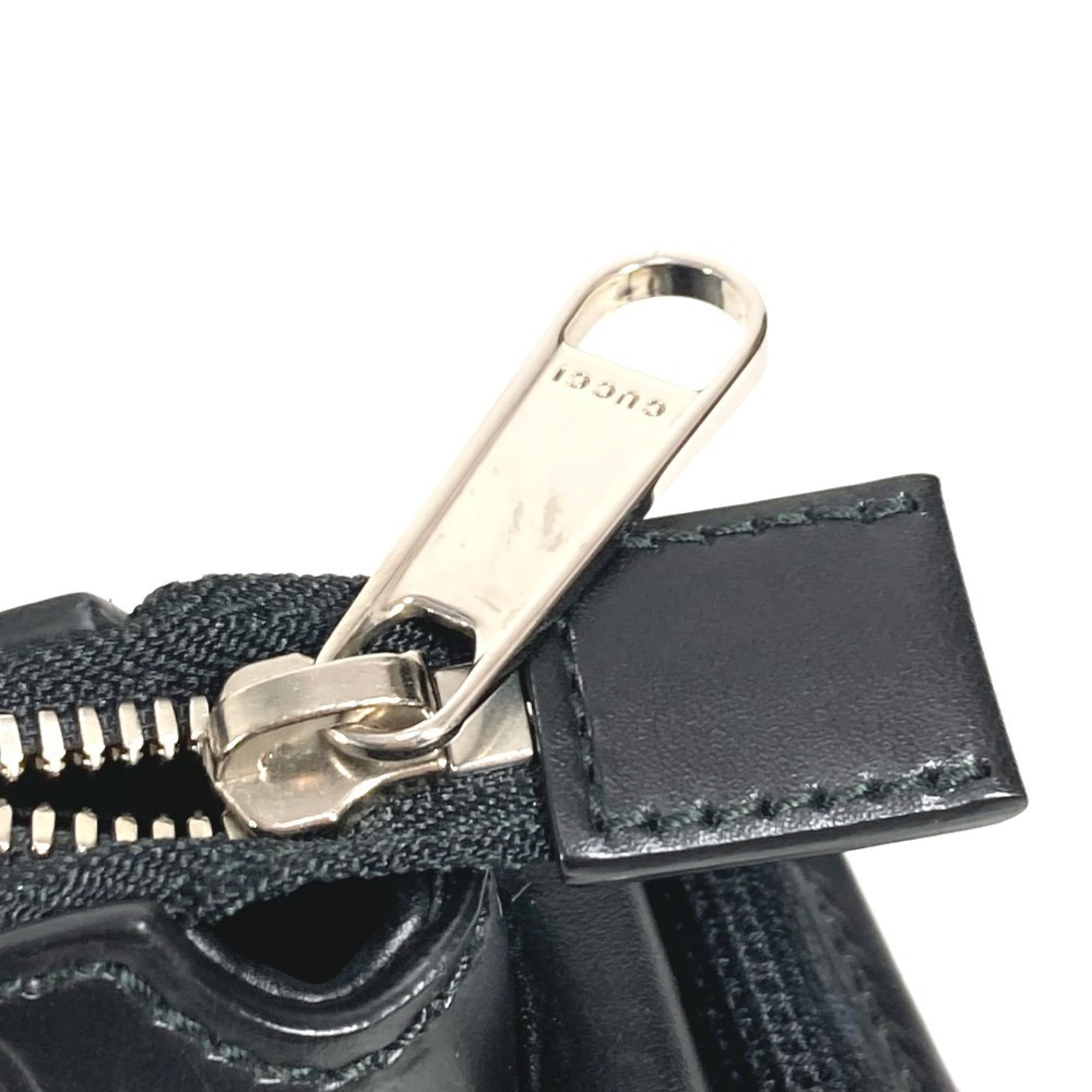 GUCCI 406410 GG Embossed Guccissima Logo Bag, Crossbody Pouch, Shoulder Leather, Black, Men's and Women's — Like New