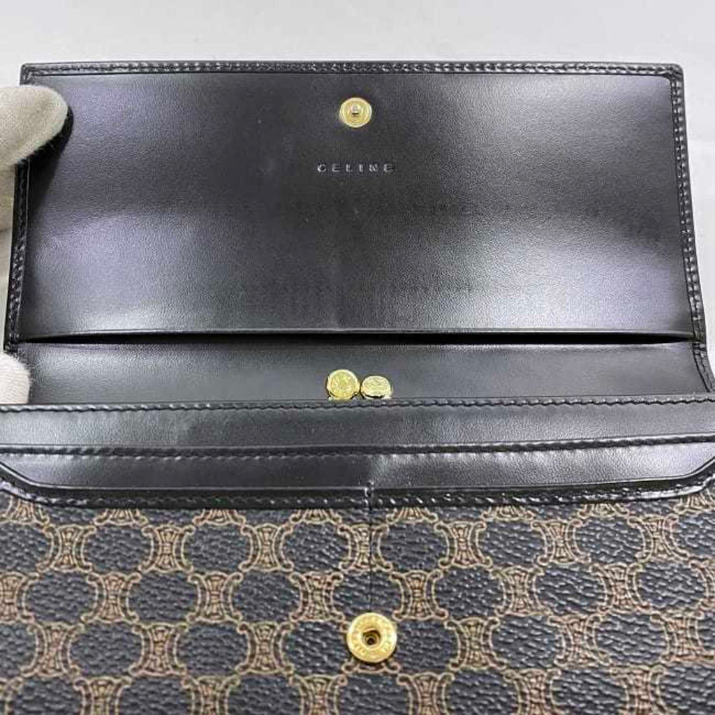 Celine Bi-fold Long Wallet f-21899 Black Brown Macadam DF 0P227 300 00 PVC Leather M/00/1 CELINE Flap with Clasp