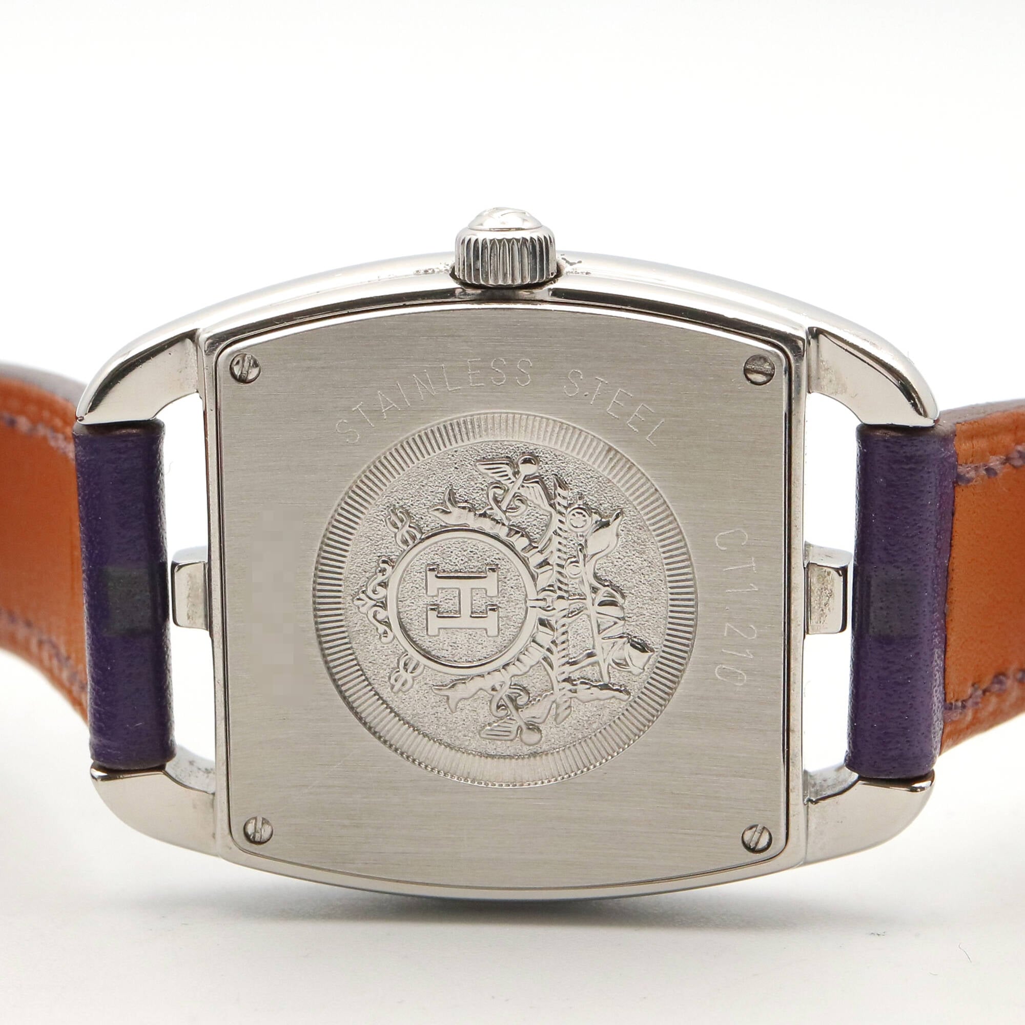 Hermes Cape Cod Tonneau Double Tour Watch, Stainless Steel, Leather Strap, Women's, White (CT1.210) — Very Good