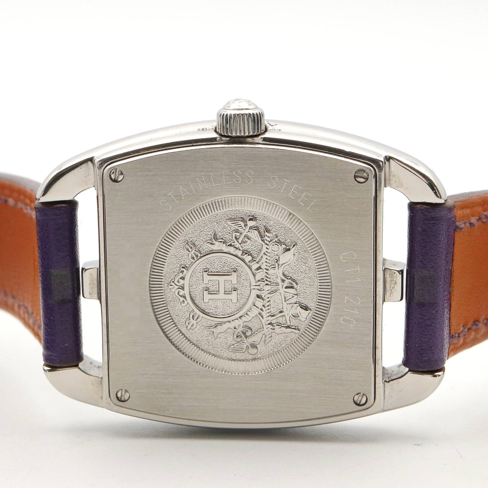 Hermes Cape Cod Tonneau Double Tour Watch, Stainless Steel, Leather Strap, Women's, White (CT1.210) — Very Good