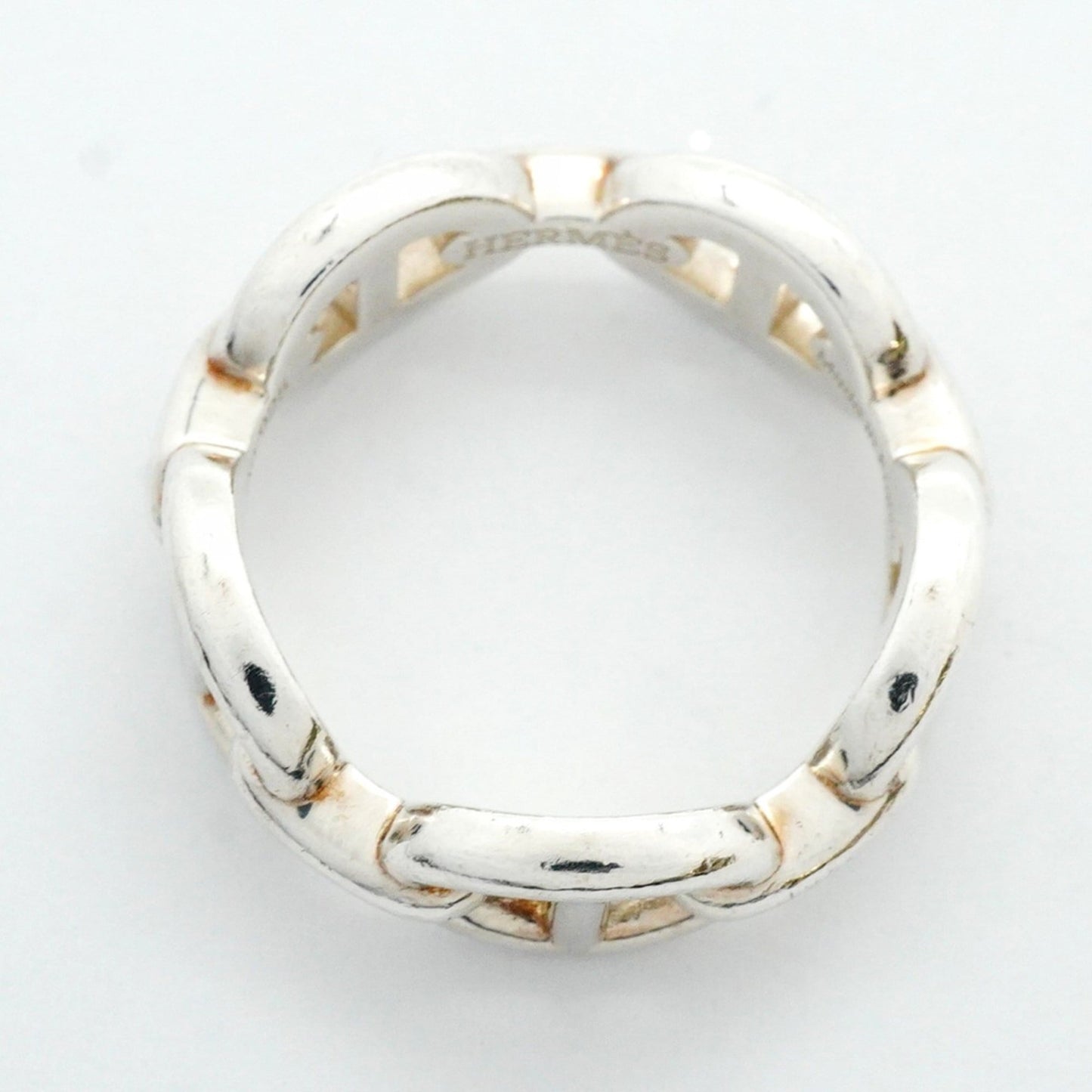 Hermes Enchaine Chaine d'Ancre Ring, Silver 925, #55, Women's