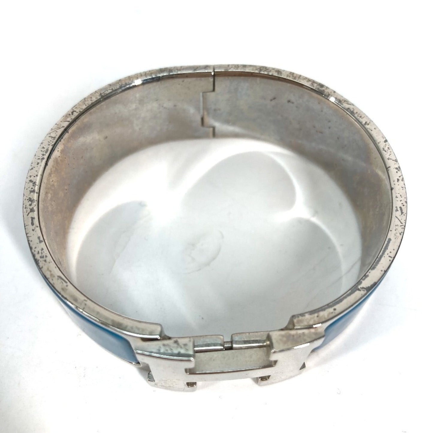 HERMES Click Clack GM Bracelet, Metal Bangle, Women's, Blue