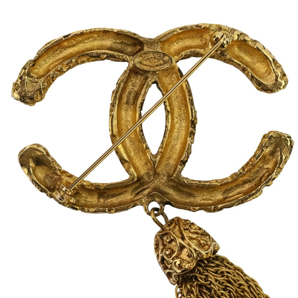 93A CHANEL Vintage Coco Mark Tassel Brooch, Gold, Women's — Like New