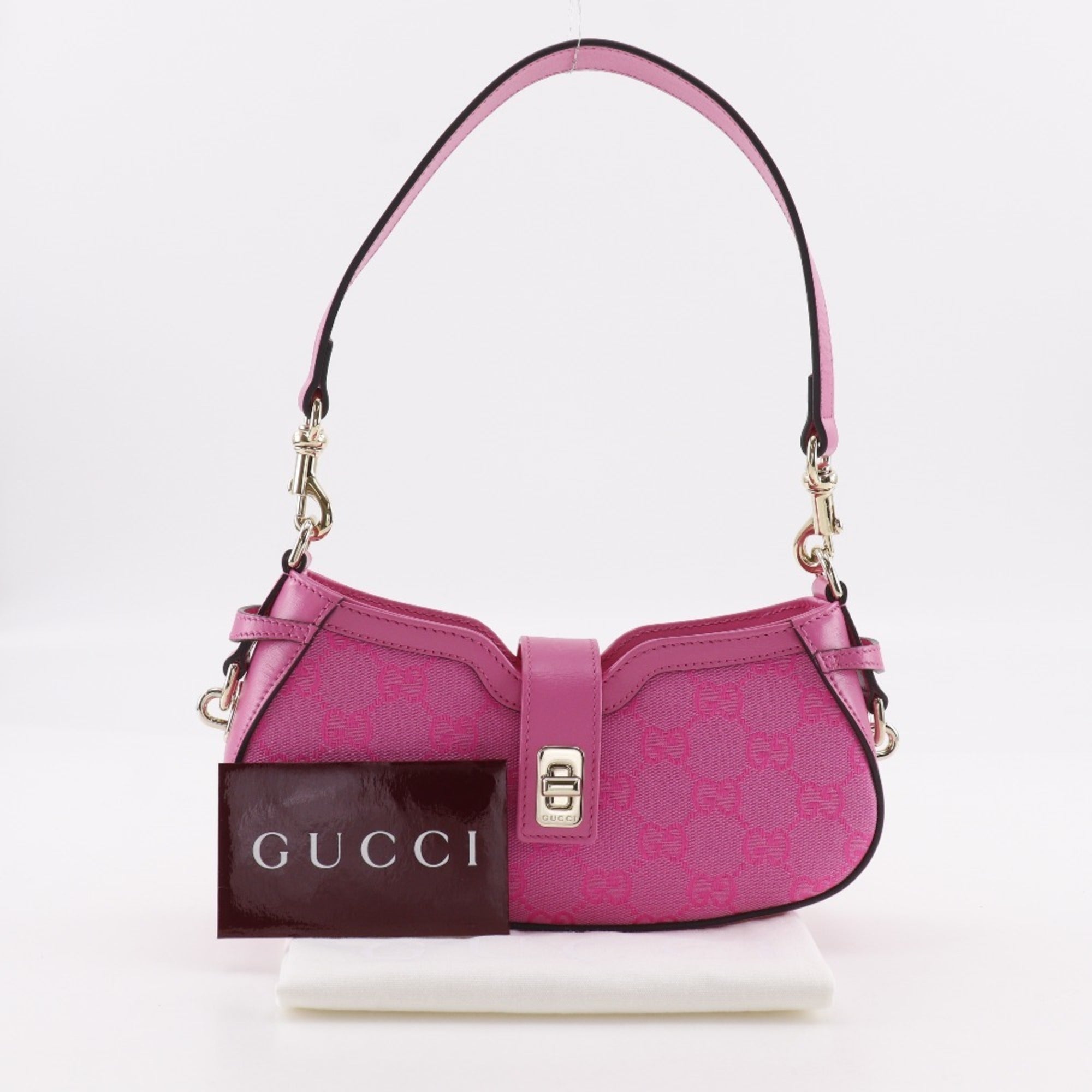 Gucci Moonside Mini Shoulder Bag 786035, GG Canvas, Pink, Zippered, Women's — Like New