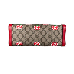Gucci GG Apple Padlock Shoulder Bag, Canvas, 498156, Beige x Red Multicolor — Like New