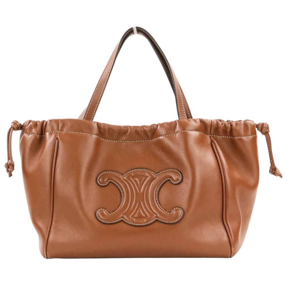 CELINE Small Cabas Drawstring Cuire Triomphe 2-way Handbag/Shoulder Bag, Brown, Women's — Like New