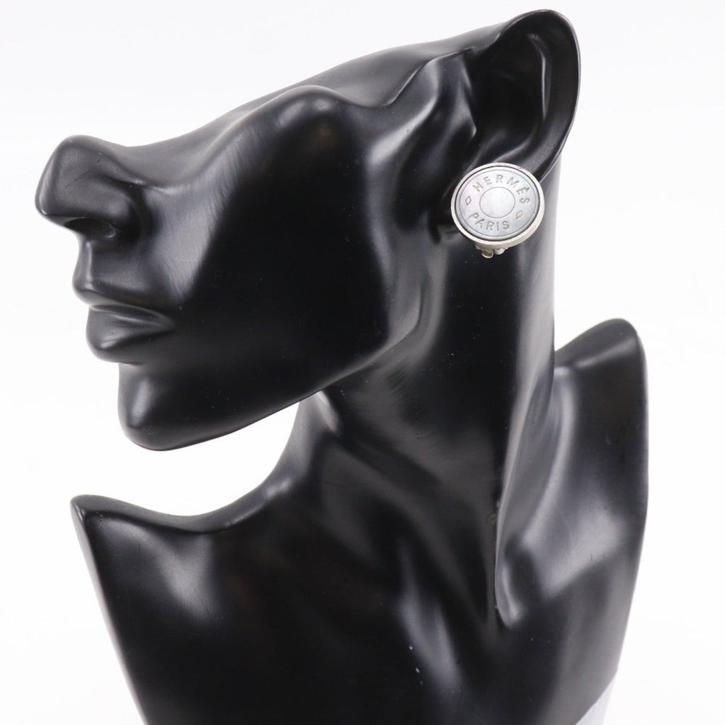 Hermès HERMES Serie Earrings BIJOUTERIE FANTAISIE Vintage Metal and Shell Silver Approx. 11.6g Women's