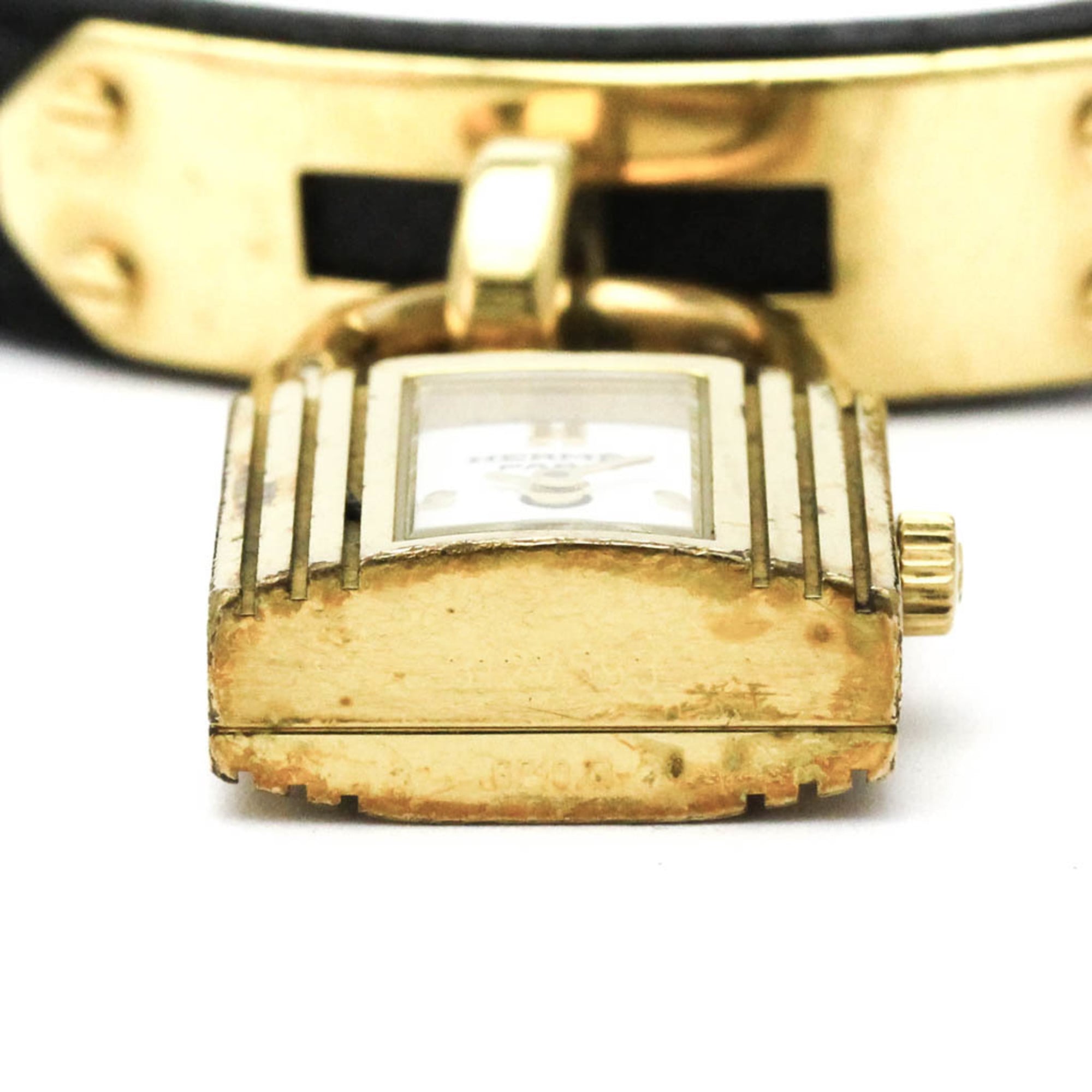 HERMES Kelly Watch Gold Plated Leather Quartz Ladies Watch — Good