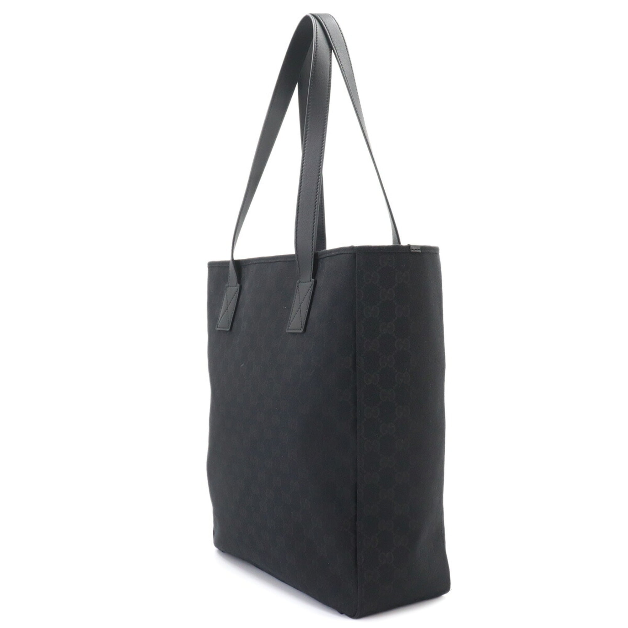 Gucci GG Canvas Medium Tote Handbag, Leather, Black, 834796, Silver Hardware Bag — New - Store Return
