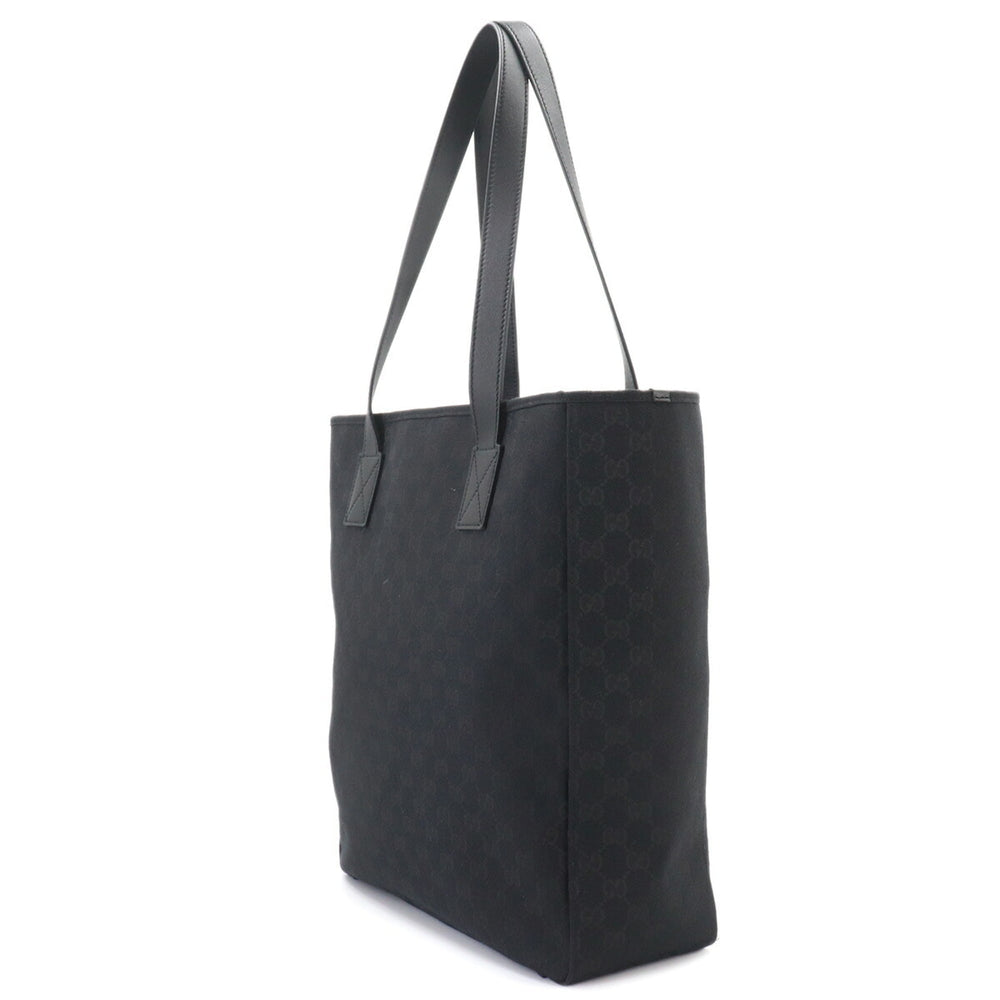 Gucci GG Canvas Medium Tote Handbag, Leather, Black, 834796, Silver Hardware Bag — New - Store Return