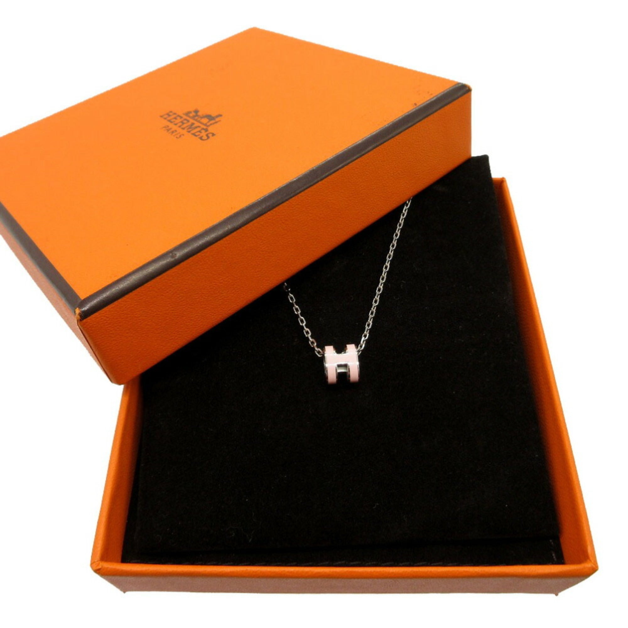 Hermes Pop Ash Mini Necklace Metal Pink/Silver 1635HERMES — Like New