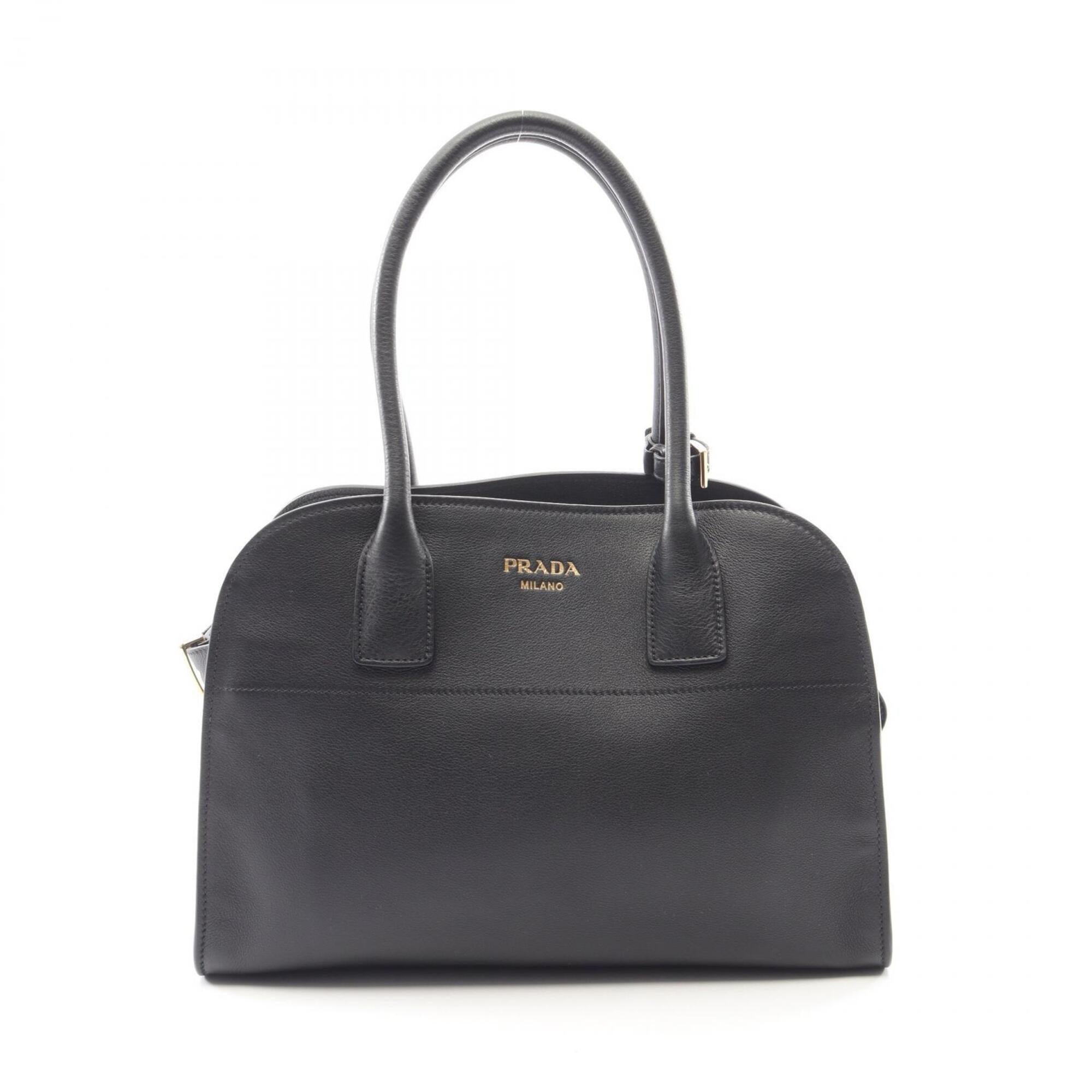 Prada SOFT GLAIN Medium Tote Bag Handbag Leather Women's Black 1BG538 — New - Store Return