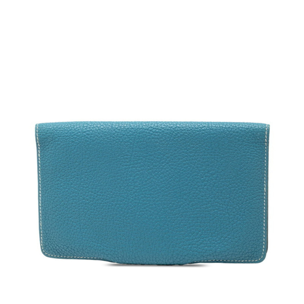Hermes Dogon Bifold Wallet Blue Togo Women's HERMES