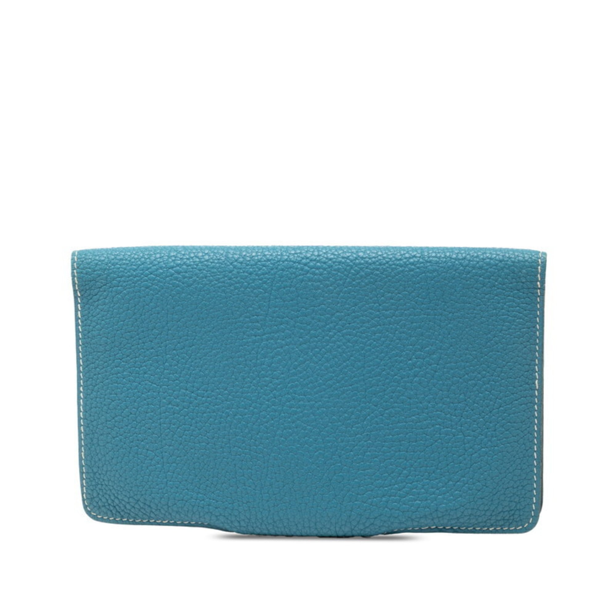 Hermes Dogon Bifold Wallet Blue Togo Women's HERMES