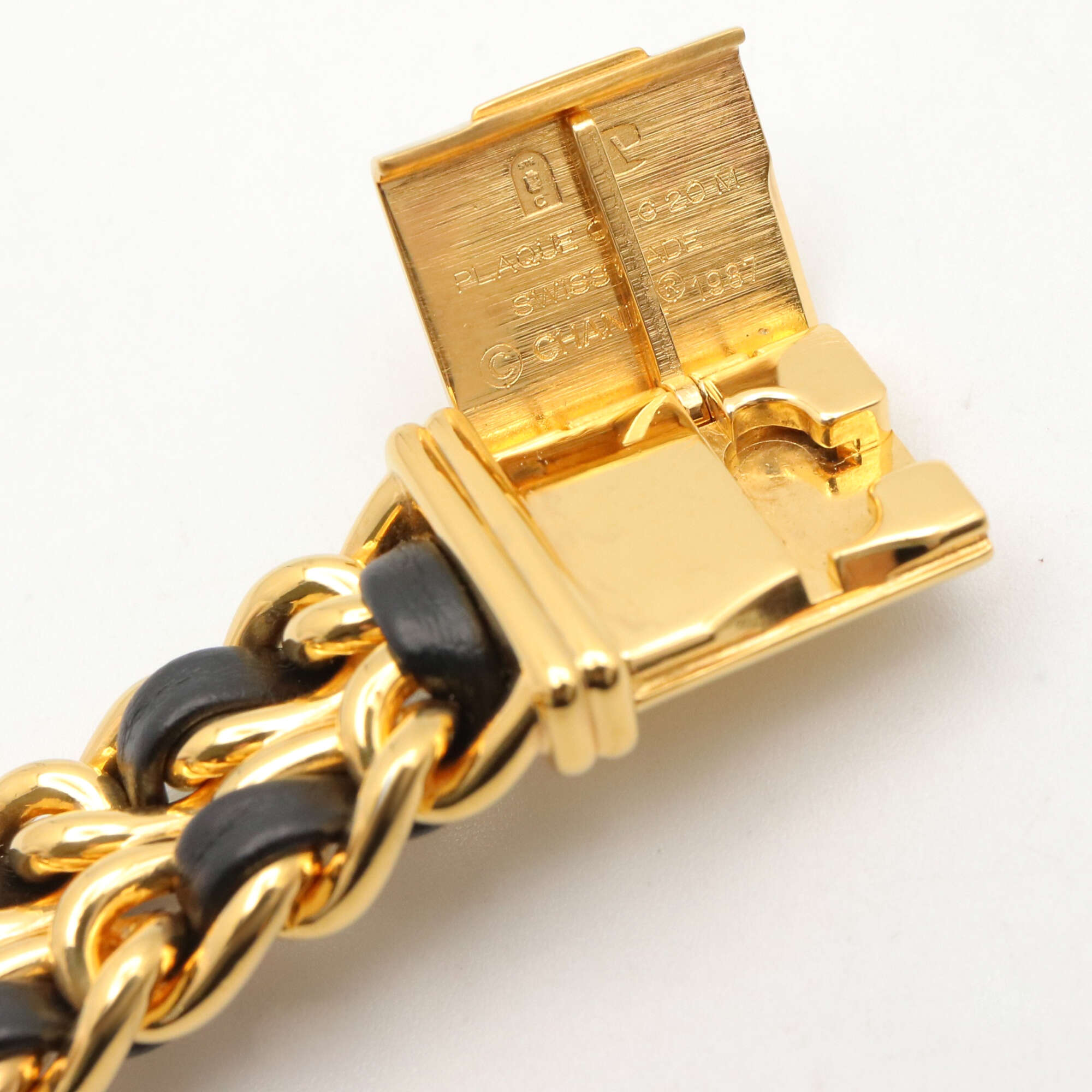 Chanel CHANEL Première M Watch, Gold Plated Leather, Women's, Black, H0001 — Very Good