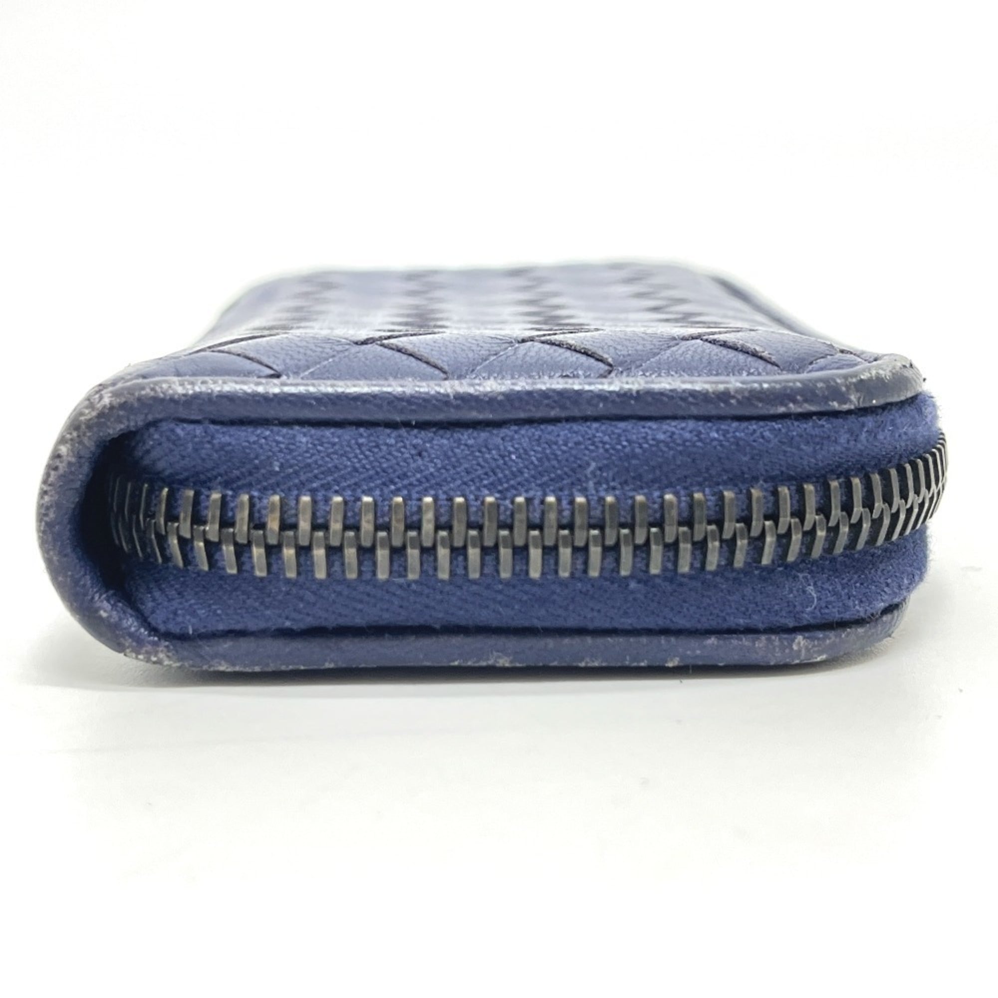 BOTTEGA VENETA 114075 Intrecciato Coin Purse, Leather, Women's, Blue