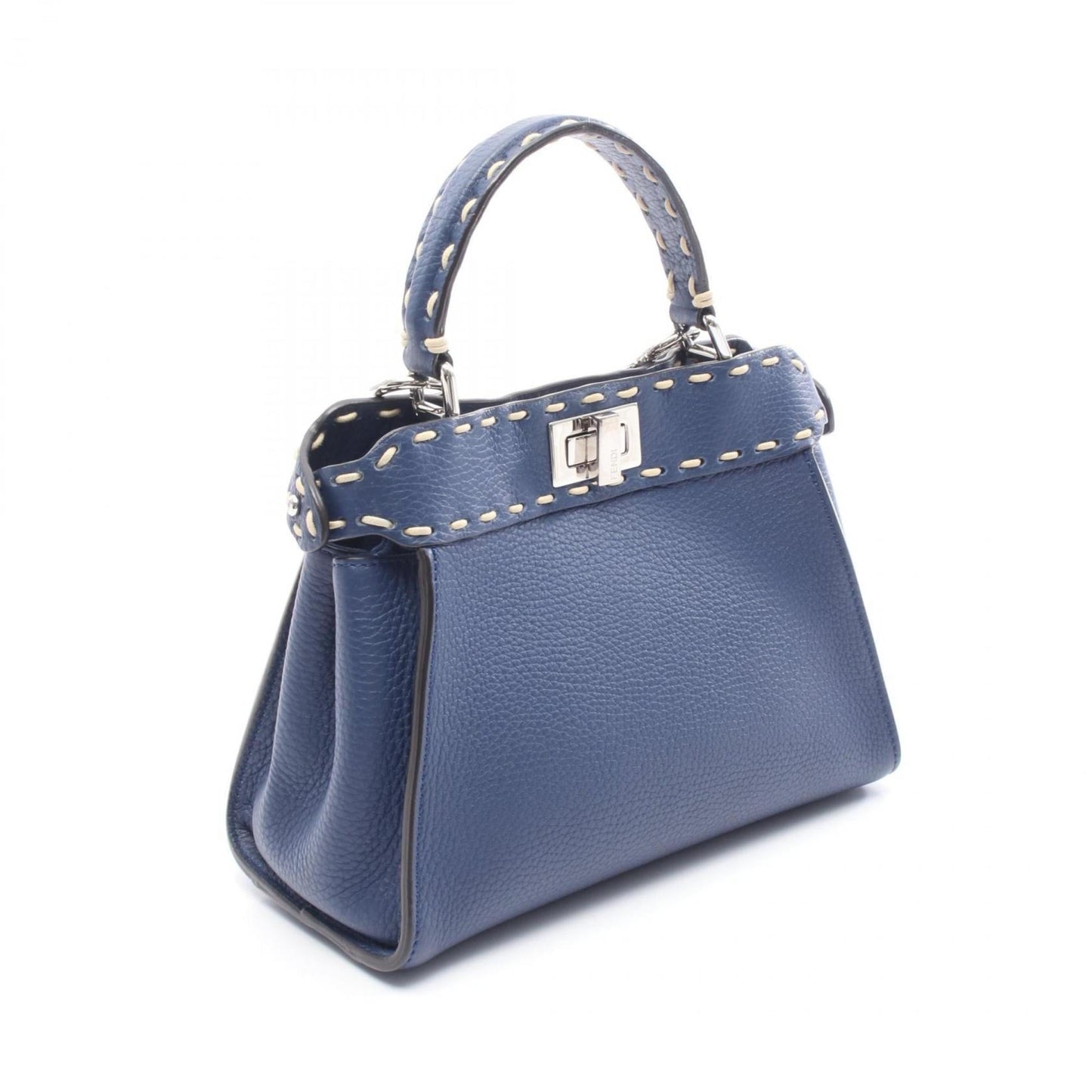 Fendi Mini Peekaboo Selleria Handbag, Leather, Women's, Blue, 8BN244