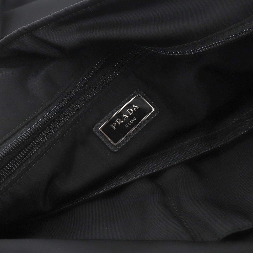 Prada PRADA Tote Handbag Nylon Saffiano Leather Nero Black 2VG042 Silver Hardware Bag — Like New
