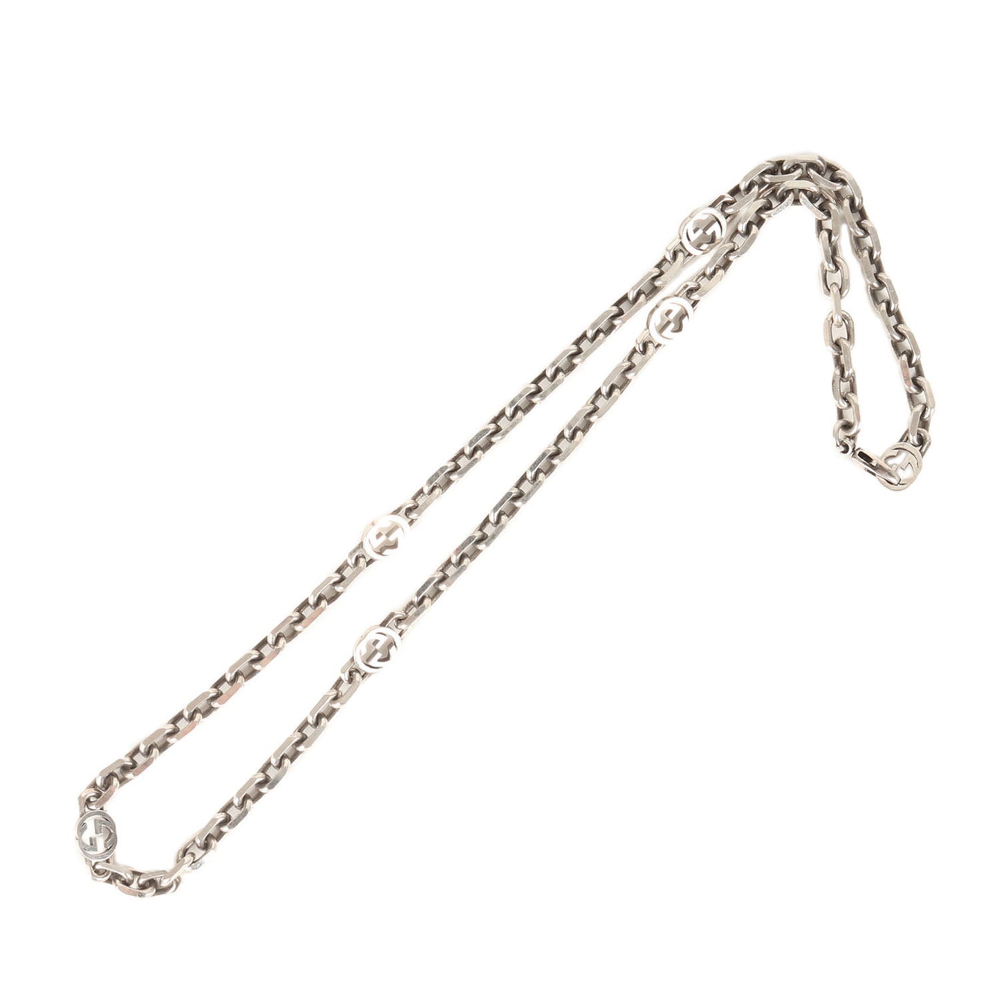 GUCCI Interlocking Chain Necklace (616941) Ag925 Silver for Men