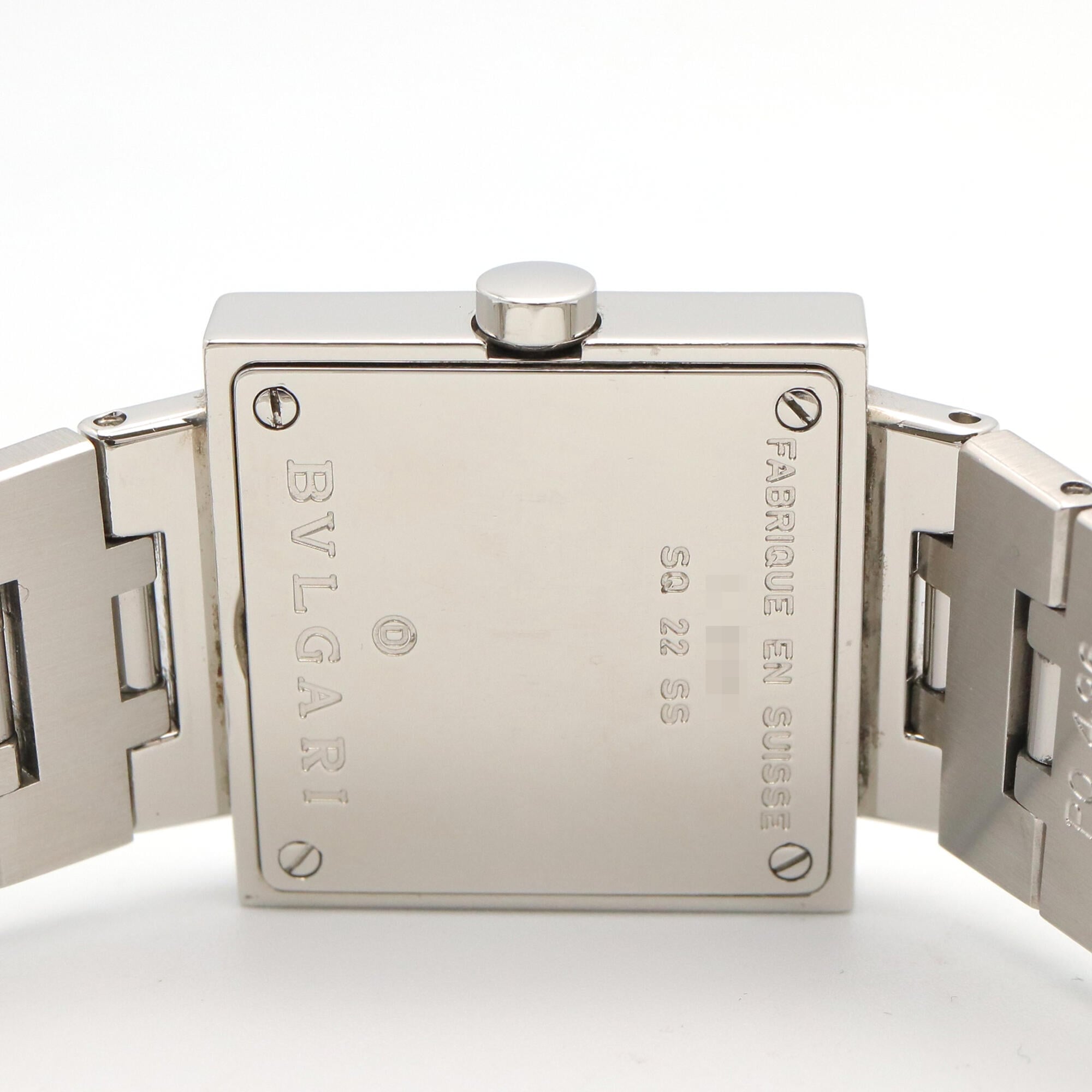 Bulgari BVLGARI Quadrato Watch, Stainless Steel, Women's, Black, SQ22SS — Very Good