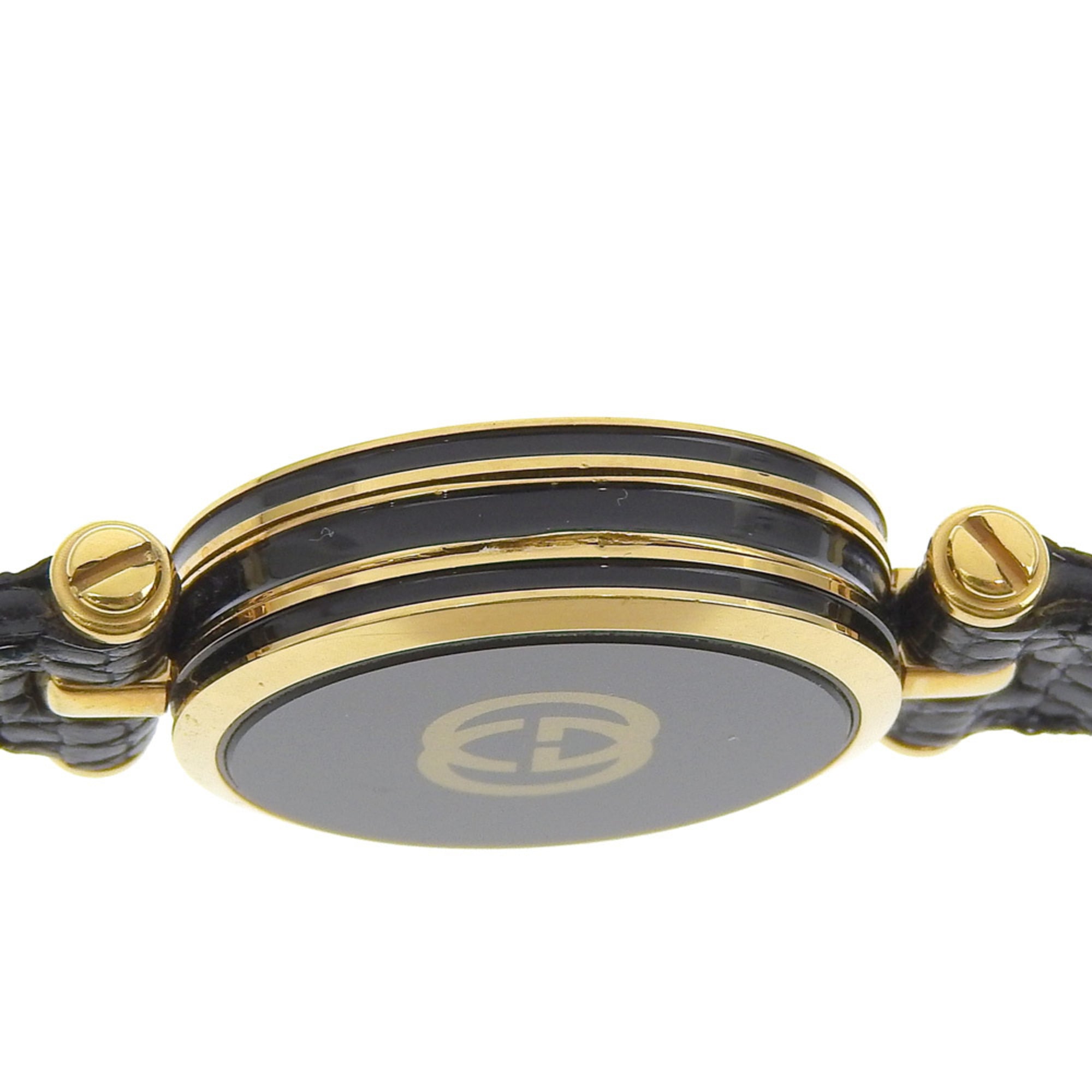 Gucci Sherry watch, gold-plated stainless steel, gold quartz, analog, black dial, women's — Very Good