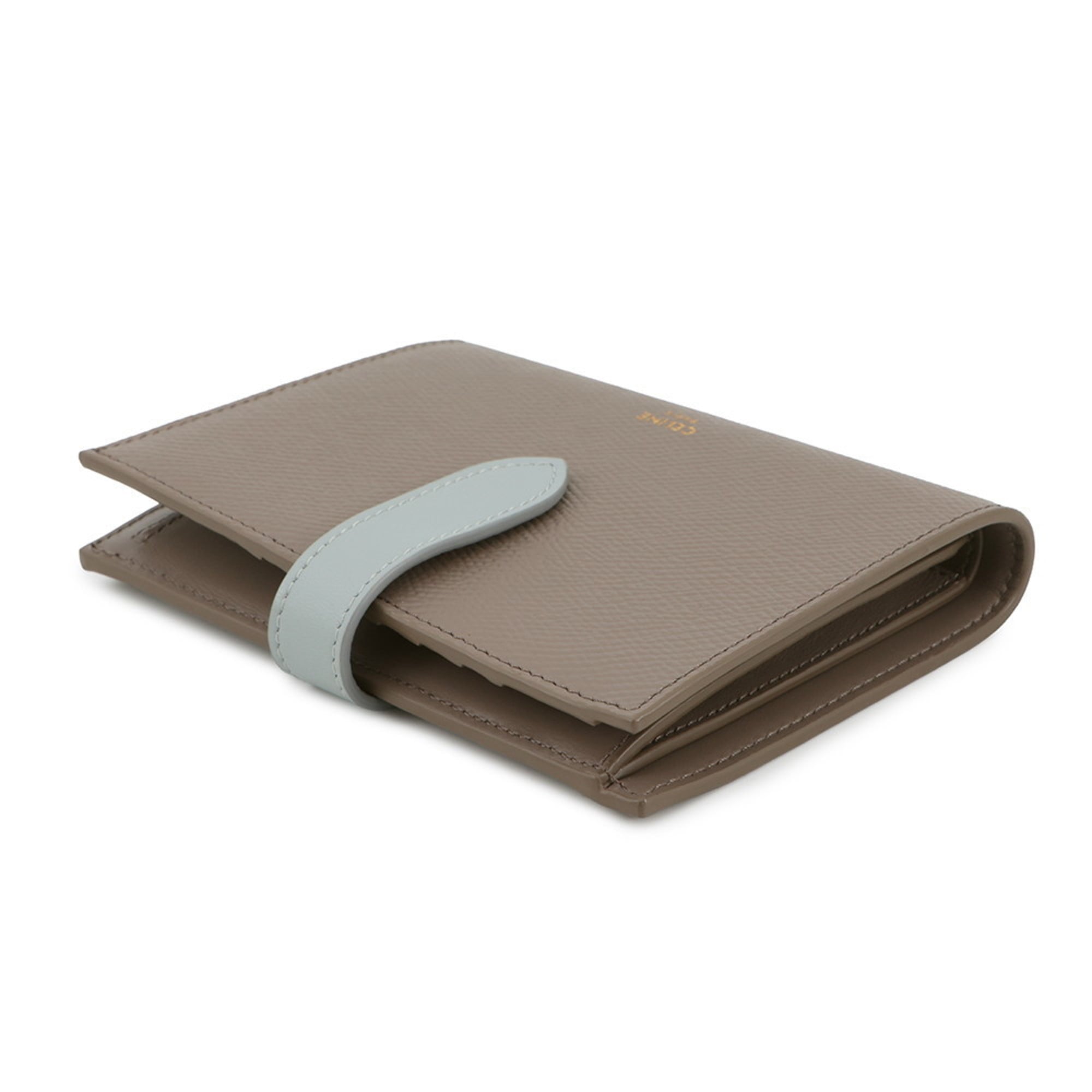 Celine Medium Bi-fold Wallet with Strap, Two-Tone Grained Calfskin Leather, 10B643BRU, Sale Item