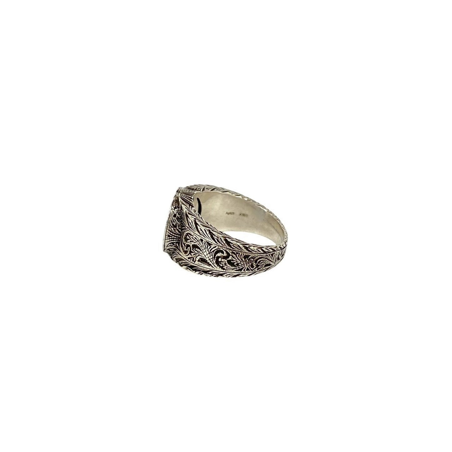 GUCCI Interlocking G Sterling Silver 925 Ring, Size 24, Men's, Silver, e2138