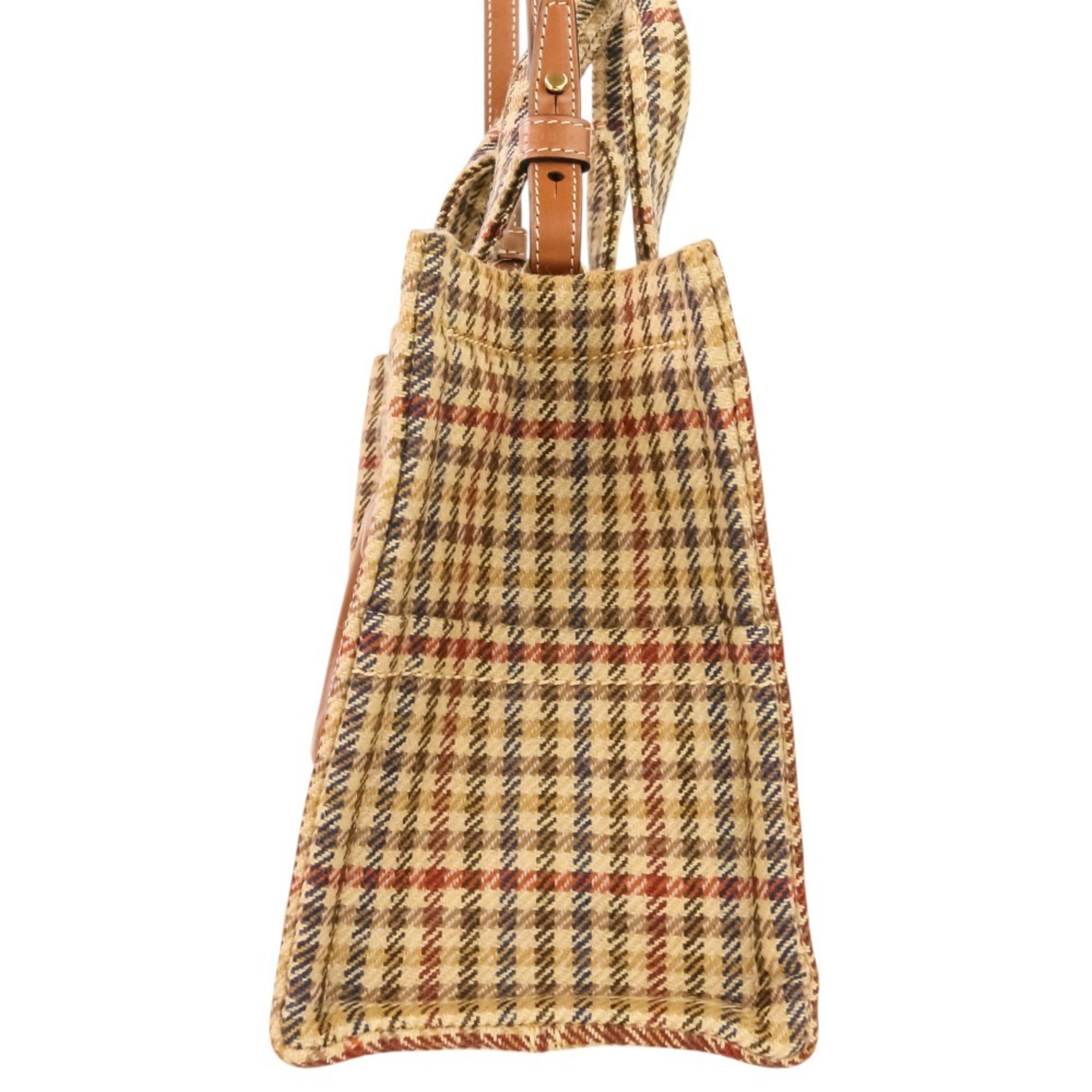 CELINE Triomphe Logo Small Cabas Thais Tweed 2-Way Shoulder Bag 199162EP8.14ML Brown Beige Women's — Like New
