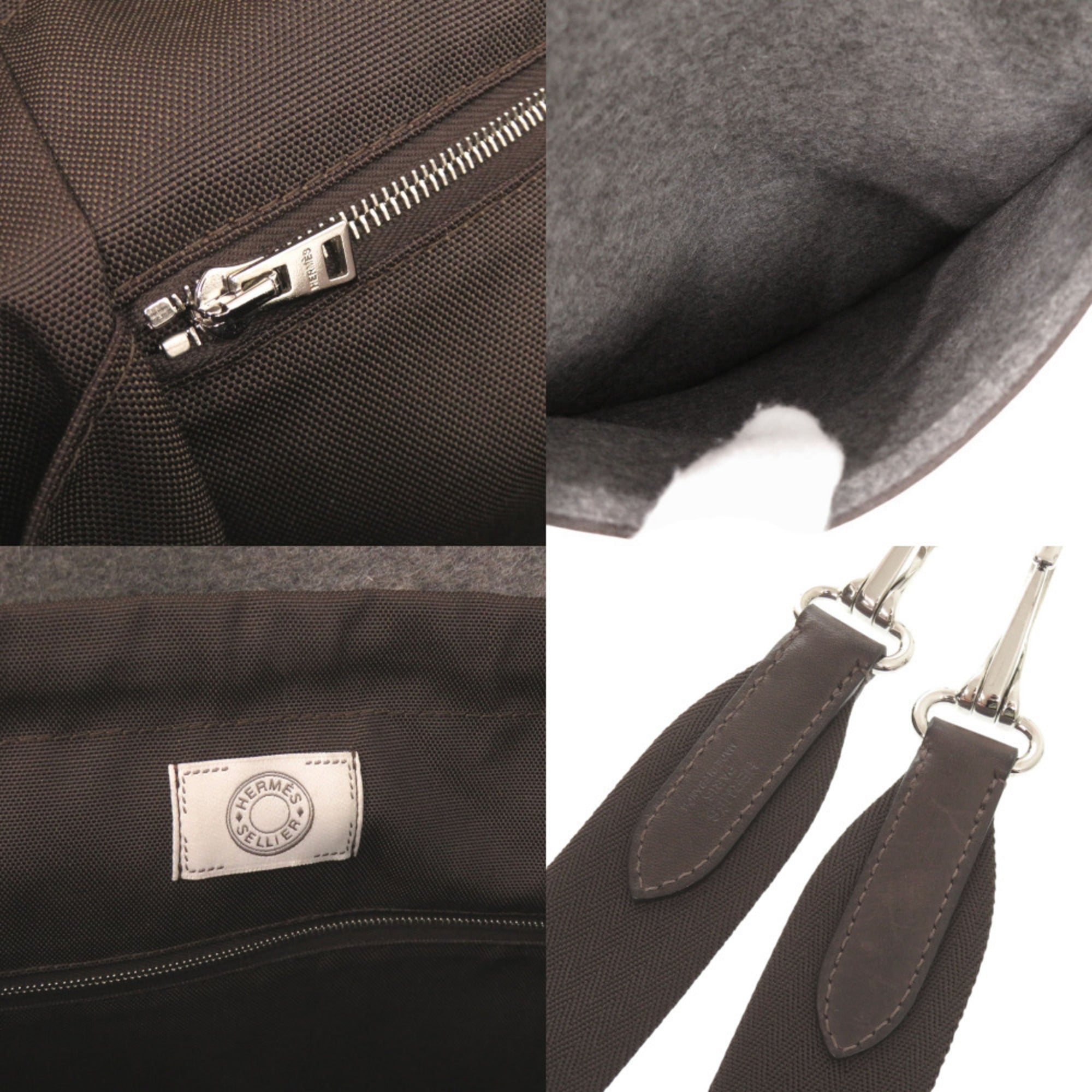 Hermes Sac de Pansage Groom Felt Grimoyen Silver Hardware Z Stamp (2021) 2-Way Tote Bag 0264HERMES — Like New