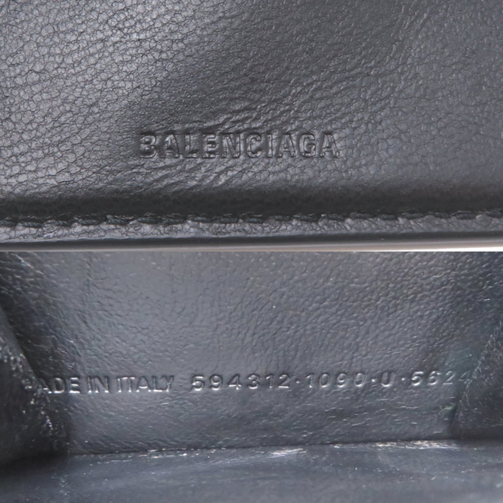 Balenciaga Cash Mini Wallet, Women's and Men's Tri-fold Wallet 594312, Calfskin, Black