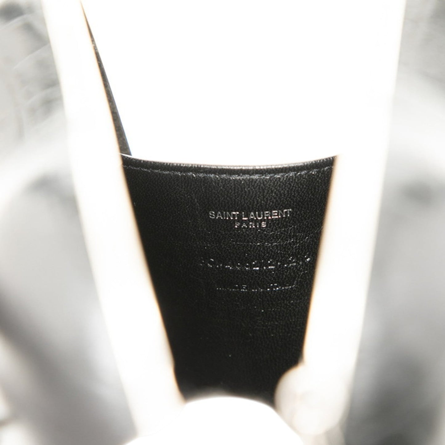 Saint Laurent YSL Logo Heart-Shaped Crocodile Embossed Love Box Shoulder Bag 466212 Black Leather Women's SAINT LAURENT