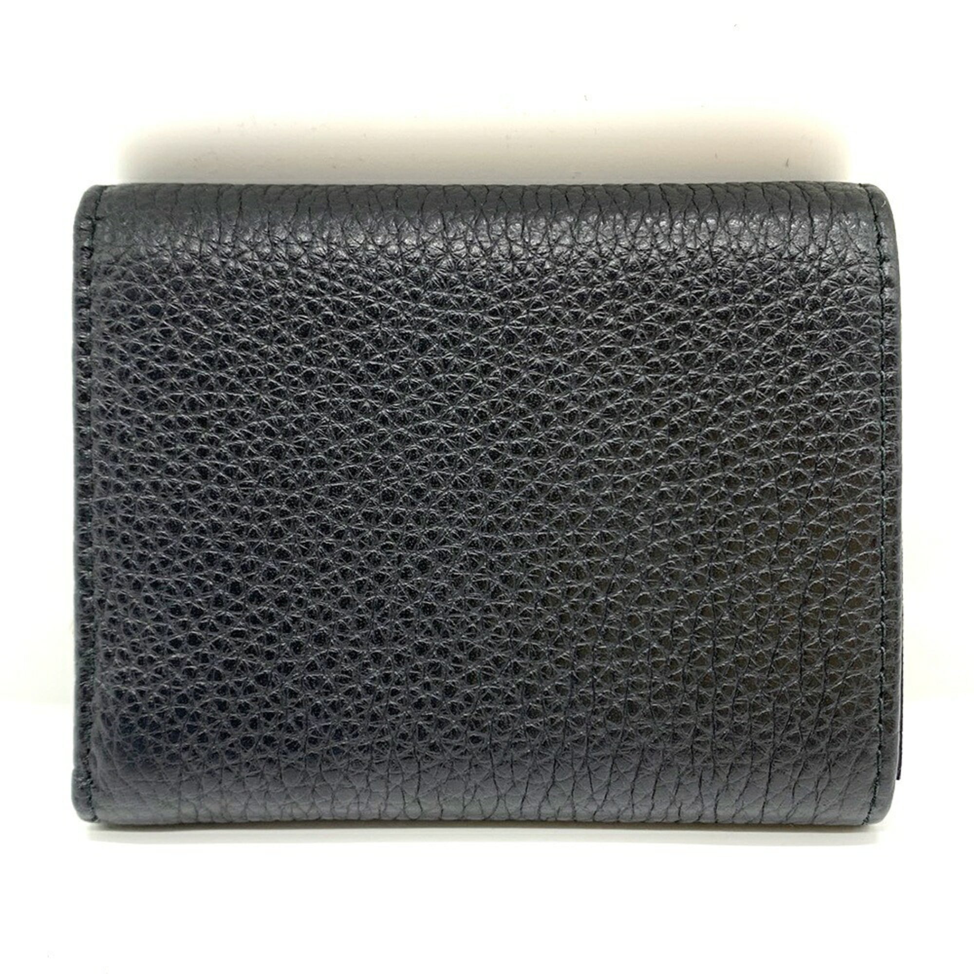 Prada Tri-fold Leather Triangle Compact Wallet 1MH044 Black PRADA
