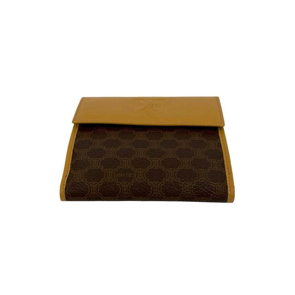 CELINE Macadam Blason Pattern Leather Bifold Wallet, Brown/Beige, 33672