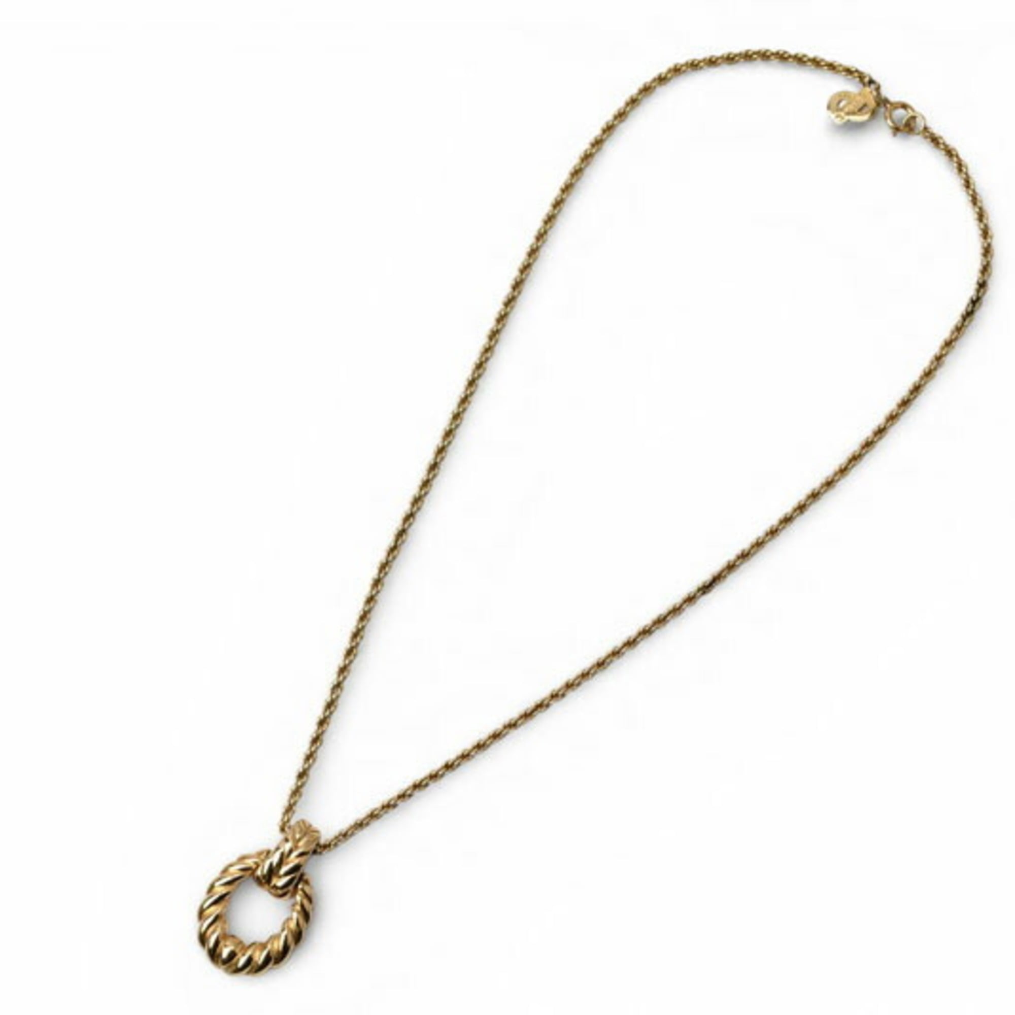 Christian Dior Twist Oval Gold Necklace Pendant