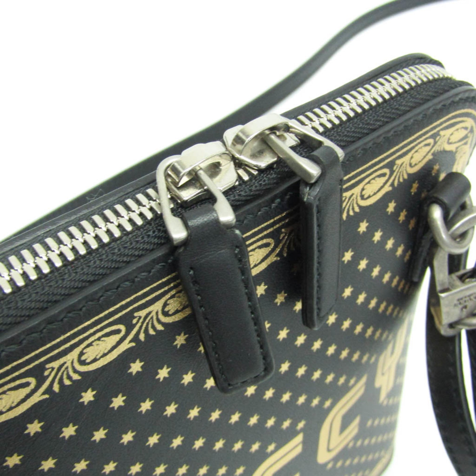 Gucci GUCCY Print 511189 Women's Leather Shoulder Bag Black,Gold — Like New