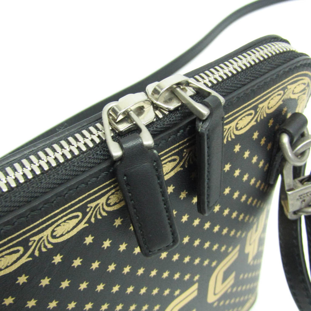 Gucci GUCCY Print 511189 Women's Leather Shoulder Bag Black,Gold — Like New