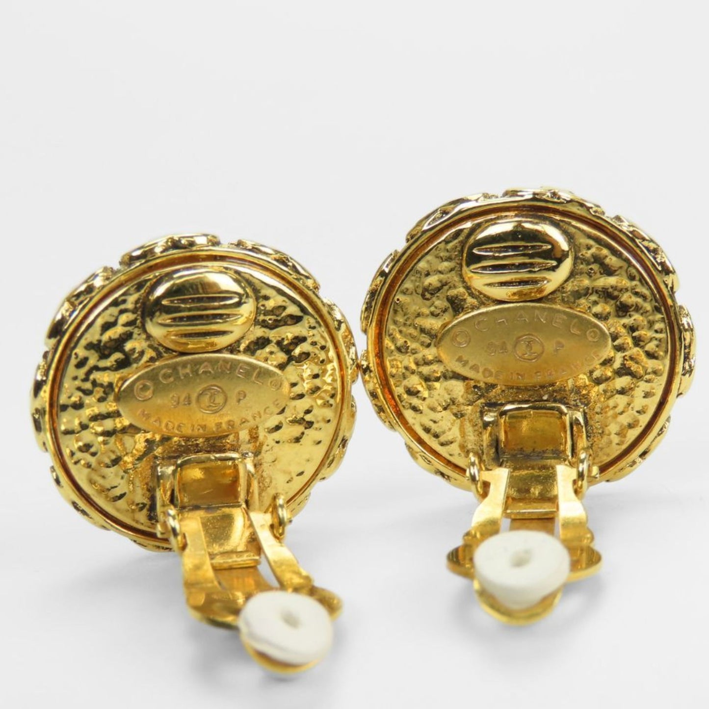 Chanel Coco Mark Metal Earrings with Faux Pearl and Gold Plated 94P Women's CHANEL