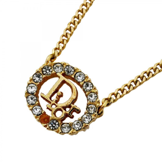Christian Dior Oval Necklace with GP Plated Rhinestones in Gold for Women