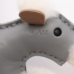 Hermes Buddy Charm, Gris Panthin, Accessory, Sheepskin, Agneau Milo, Women's, Gray, Ivory, Black — New - Store Return
