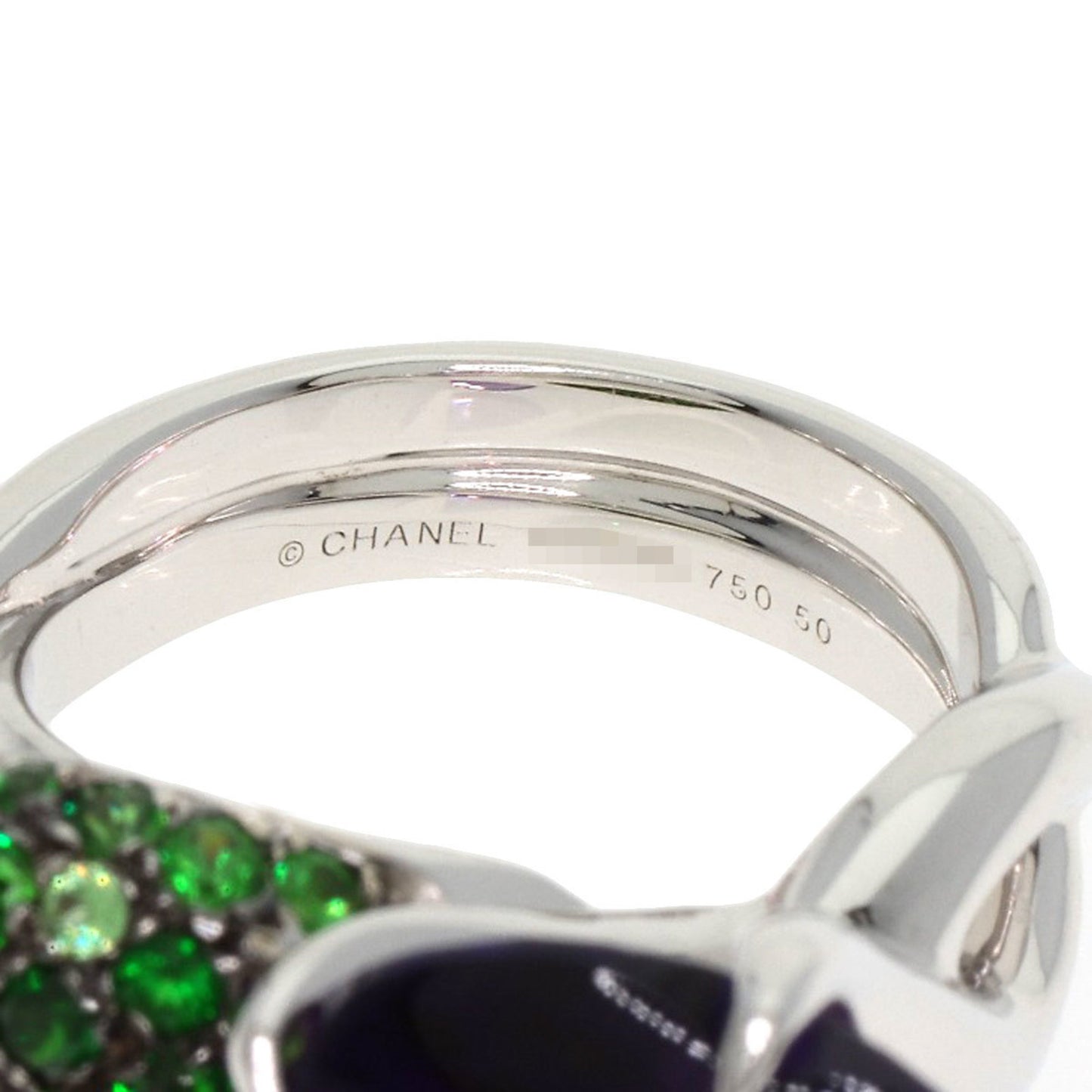 CHANEL Camellia, Amethyst, and Garnet #50 Ring, 18K White Gold, Women's