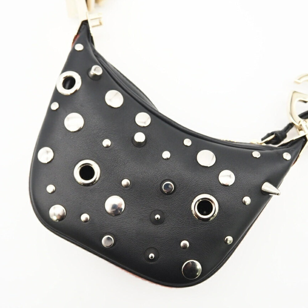 GUCCI Leather Studded Mini 2-Way Shoulder Bag 718512, Gold, Silver, Black Leather, Women's — Like New